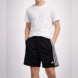 Adidas Youth Small Black 3 Stripe Athletic Shorts Soccer Gym Fair